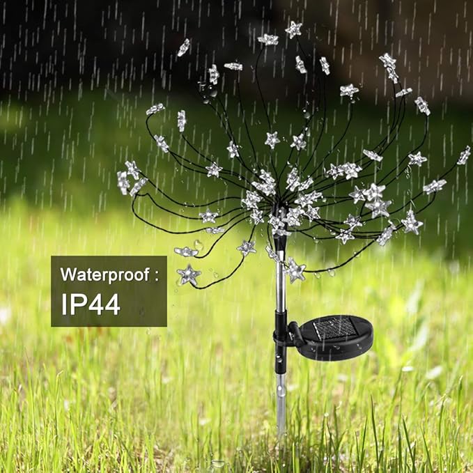 DIY Solar Garden Lights ETL Certified, Solid/Flash Color Changing LED Solar DIY Flowers Stars Lights Outdoor, RockyMars Waterproof Solar Powered Pathway Lights for Path Lawn Walkway Patio Yard, 2 Pack