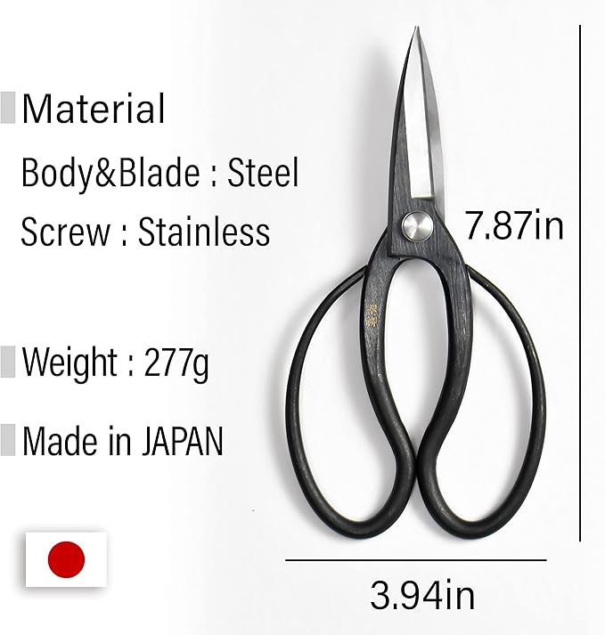 YAMASAN KYOTO UJI Japanese Suiryu Bonsai Scissors - Traditional Hasami Pruning Shears, Japanese Bonsai Garden Tools, Made in Japan (7.87inch)
