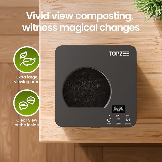 Electric Compost Bin for Kitchen - 3L Countertop Composter with Odorless Auto-Cleaning, Turns Food Waste to Fertilizer in 4 Hours, for Indoor Home Use