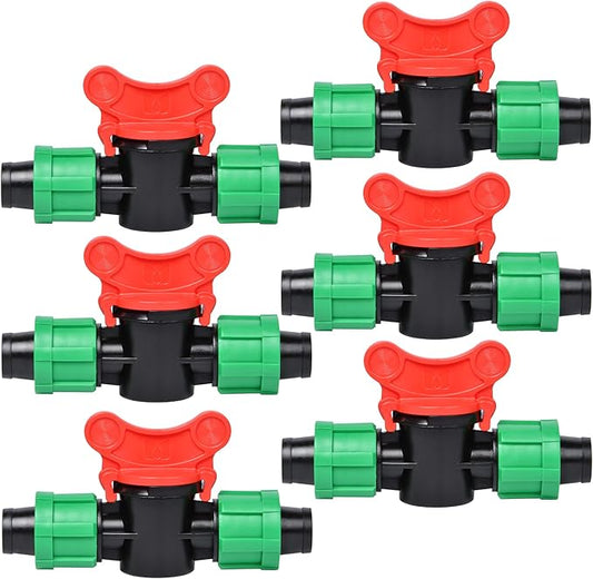 Supkiir 6 Pieces Drip Irrigation Shut-Off Valve 1/2 Inch Universal Drip Irrigation Tubing Coupling Valve