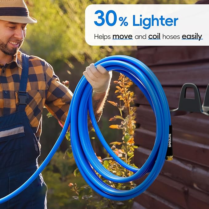 Hot/Cold Garden Water Hose 100 ftx 3/4 in, -50℉ To 190℉, Heavy Duty, Flexible, Burst 605 Psi, Lightweigh, Upgraded Rubber Pipe with 3/4" Brass Fittings For Backyard, Outdoor, Farm, Blue