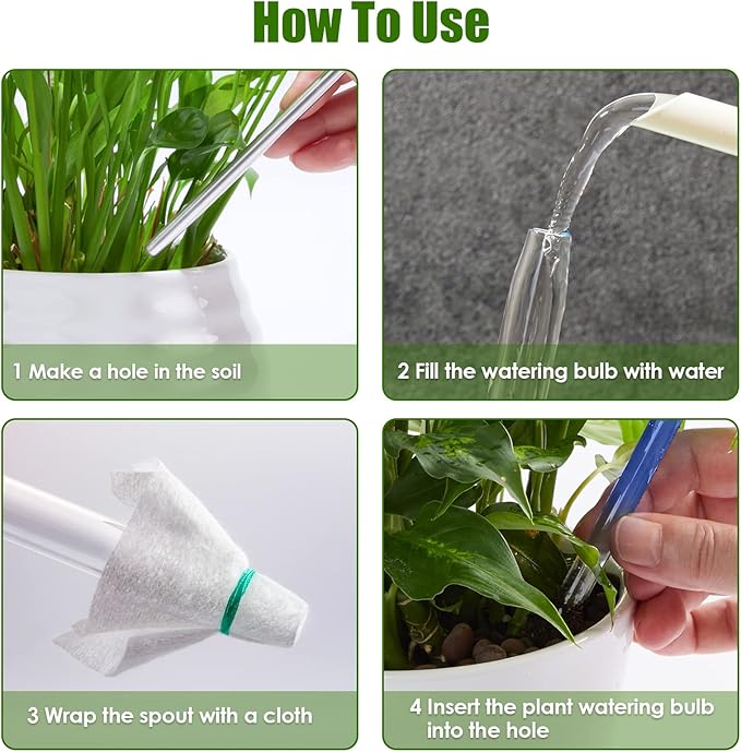 NiHome Mushroom Spike Self-Watering Bulb 2-Pack 10" Long Gradient Red Blue Hand-Blown Glass Globe Pot Plant Waterer for Home Indoor Outdoor Garden Patio Hanging Flower Automatic Irrigation System