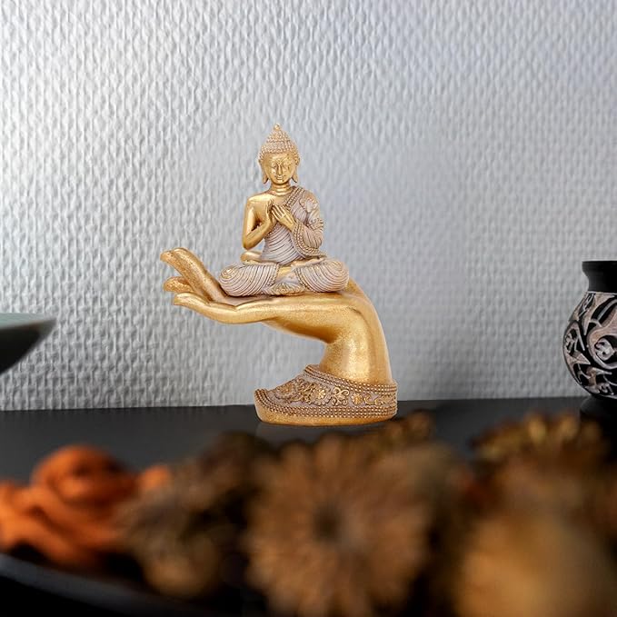 Buddha Statue for Home Decor Gold 8.7"- Buddha Statues for Zen Decor - Buddha Statue Large for Spiritual-Buddha Decor for Living Room-Buda–Indoor Buddha Gift for Relaxation, Meditation or Shrine
