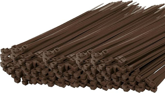 14 Inch Zip Ties Brown 1000 PCS, 40 Lbs- Heavy Duty Tensile Strength, Nylon PA66 UV Resistant Cable Ties for Indoor and Outdoor Use - Ideal for object bundling and fastening