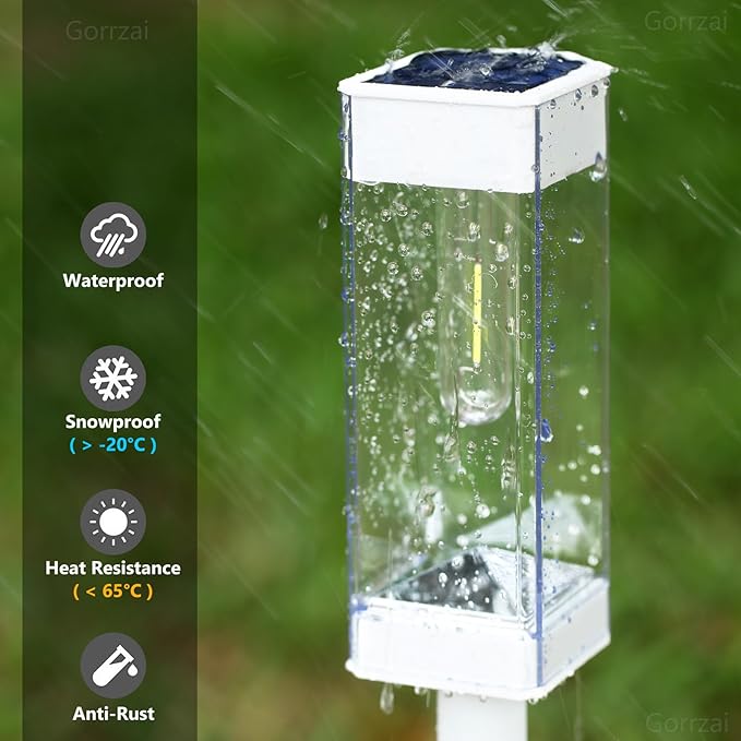 Solar Pathway Lights 8 Pack Solar Outdoor Lights with LED Tungsten Filament Bulb Waterproof Stainless Steel Garden Lighting for Outside Driveway Landscape Lawn Path Christmas (White)