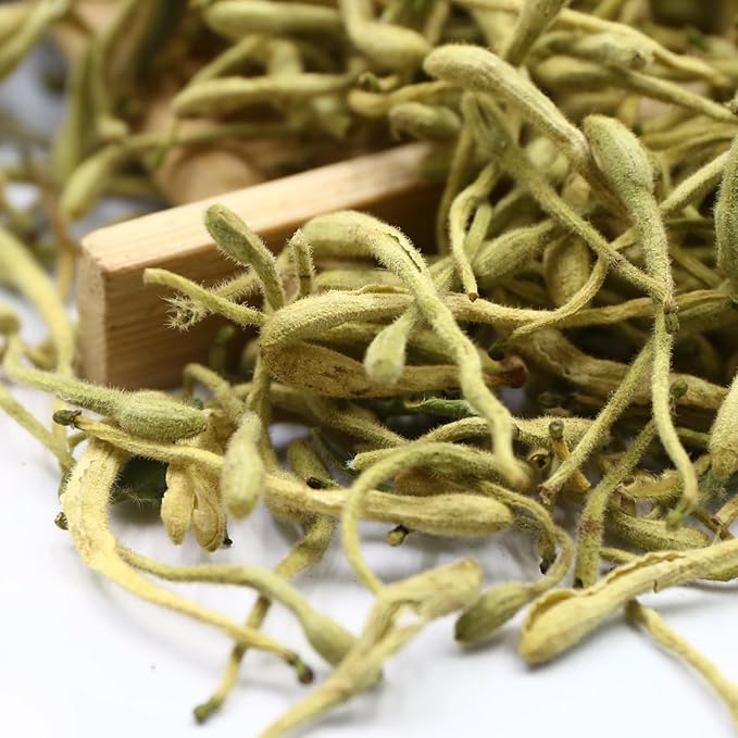 FullChea - 100% Pure Natural Dried Honeysuckle - Jin Yin Hua Honeysuckle Tea - Premium Flower Herbal Tea - 1.58oz/45g