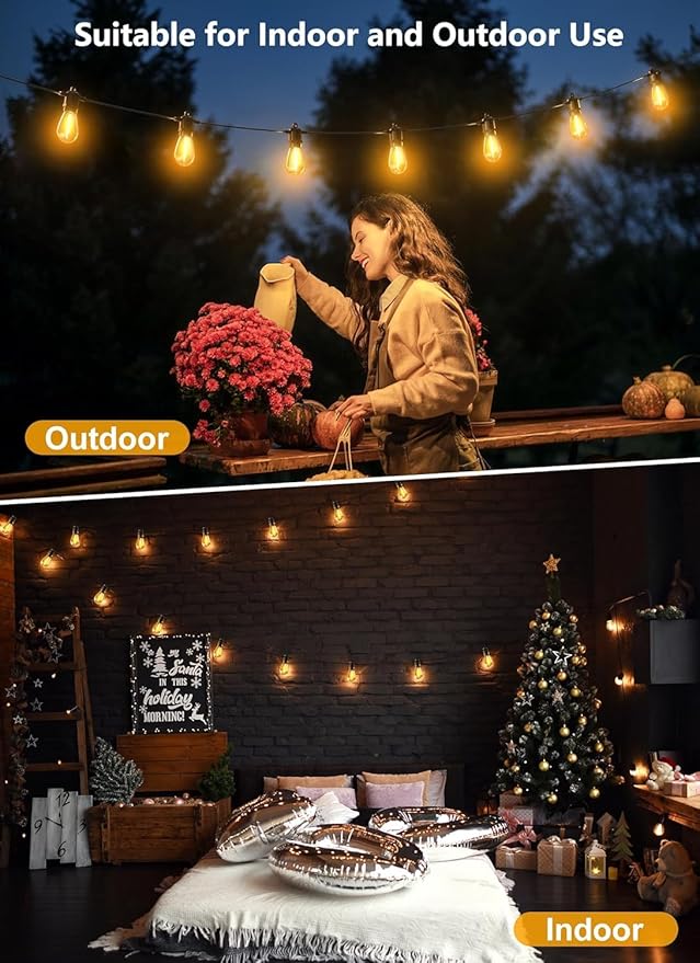Brightown Outdoor String Lights 35FT with 10+1 Shatterproof Edison Bulbs, Waterproof Hanging Patio Lights Outside for Backyard Deck Garden Party Xmas Decor, 2700K
