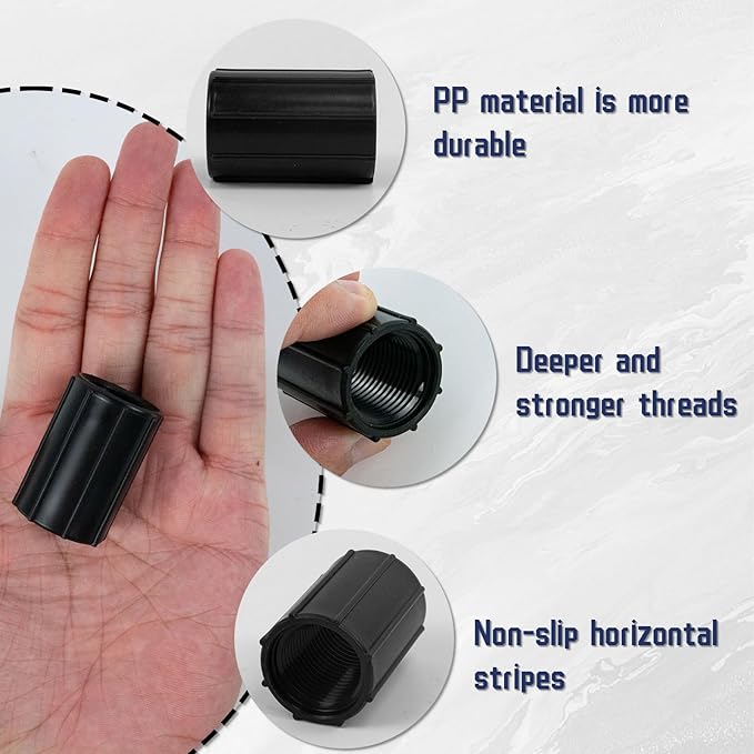 12 Pcs 1/2 Inch Female Threaded PVC Fitting Black PVC Female Adapter Pipe Fittings Drip Irrigation System for Irrigation Pipes Riser Extension (Black)