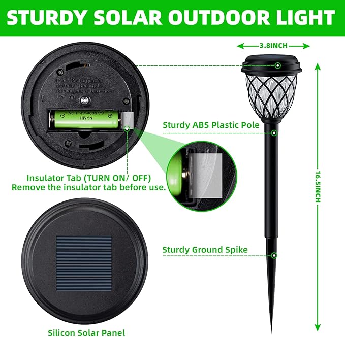 Solar Outdoor Lights, Outdoor Waterproof IP65, Bright Powered by Solar Garden Lights for Patio, Yard, Driveway Decoration (10 Pack)