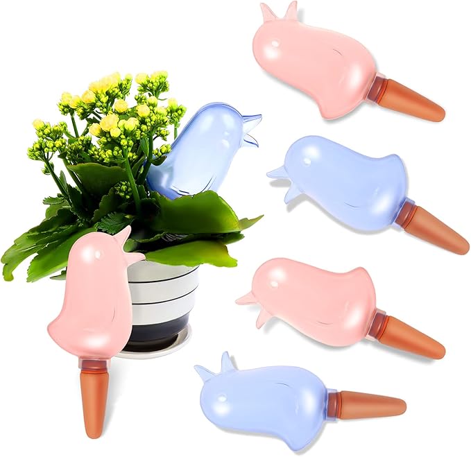 6 Pack Self Watering Spikes Plant Waterer Bird Shape Self Watering Globes Clear Watering Stakes Automatic Drip Irrigation Water Devices Vacation Houseplant Potted Plant Watering Bulbs