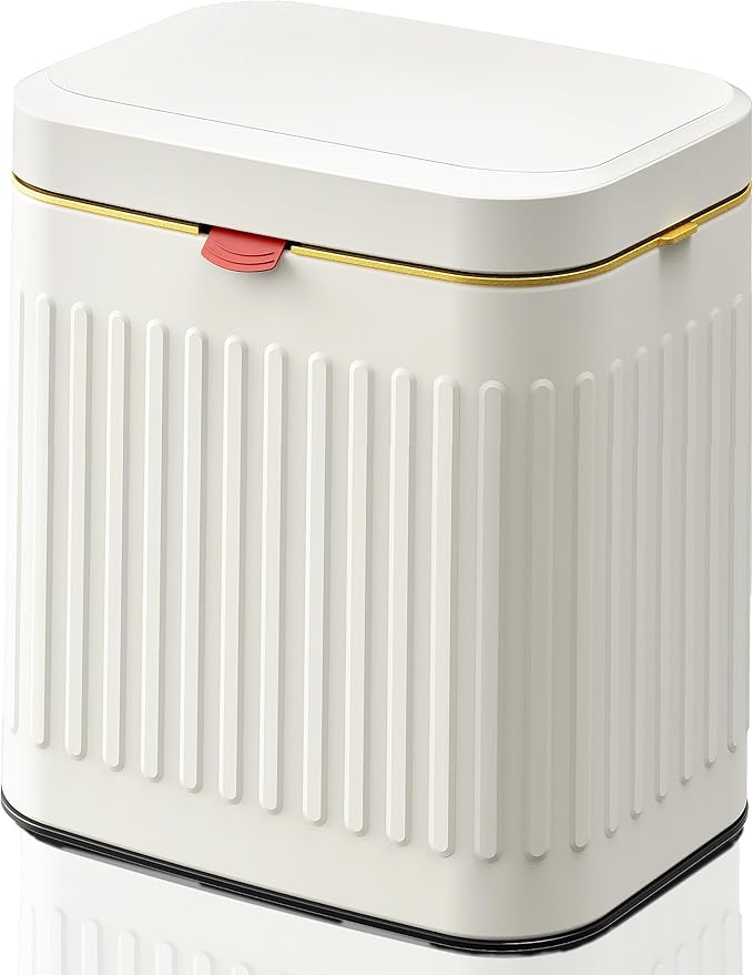 GloDeals Kitchen Trash Can with Lid, 2 in 1 Small Garbage Can Compost Bin Countertop, Wall-Mounted Under Sink Indoor Trash Bin for Kitchen, Bathroom, Cabinet Trash Can Hanging (4L, White/1.05 Gal)