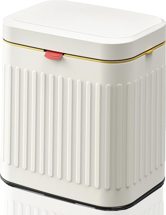 GloDeals Kitchen Trash Can with Lid, 2 in 1 Small Garbage Can Compost Bin Countertop, Wall-Mounted Under Sink Indoor Trash Bin for Kitchen, Bathroom, Cabinet Trash Can Hanging (4L, White/1.05 Gal)