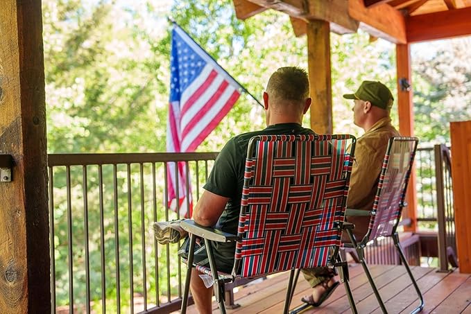 Retro Webbed Camping Chair - Lightweight, Foldable, Durable Steel Frame, 300lb Capacity, Vintage Red/Blue Stripes by Caddis Sports (4)
