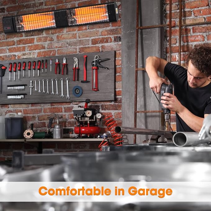 ThermoMate Infrared Electric Patio Heater, 3000W Carbon Fiber Heating for Outdoor/Indoor, Porch, Deck, Garage with Remote 24 Hours Timer, Hard Wired 240V