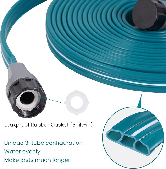 LINEX Sprinkler Soaker Hose 25 ft 2 pack for Garden Lawn Watering Hose with Stakes