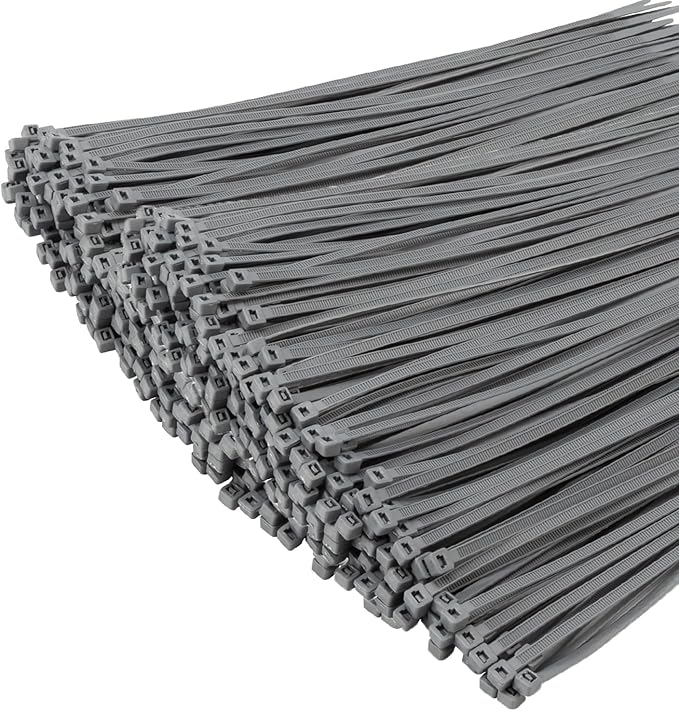 XINGO 1000 PCS Silver Zip Ties 12 Inch, 60 LBS Tensile Strength, Self-Locking Nylon Plastic Nylon PA66 Wire Ties for Indoor and Outdoor Use