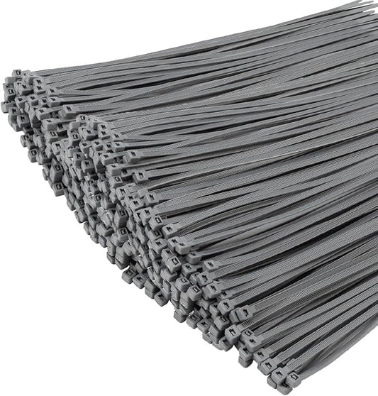 XINGO 1000 PCS Silver Zip Ties 8 Inch, 60 LBS Tensile Strength, Self-Locking Nylon Plastic Nylon PA66 Wire Ties for Indoor and Outdoor Use