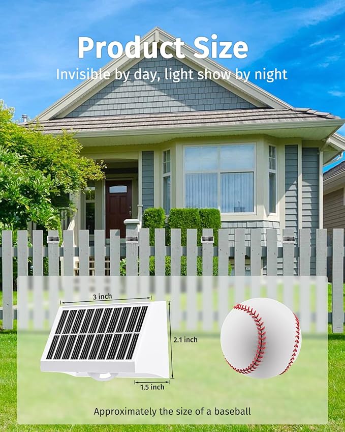 Solar Fence Lights Outdoor Waterproof High Brightness LED Spot Lens Deck Lights 7 Mode Warm & Cool White RGB Solar Powered Wall Lighting Decor for Outside Patio Step Backyard Railing - 12 Pack(White)