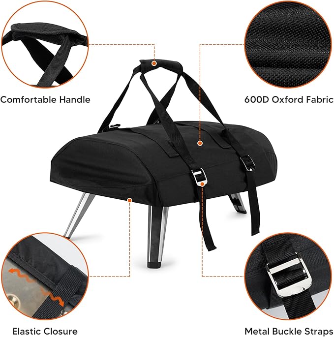 Onlyfire Pizza Oven Protective Carry Cover for Ooni Fyra 12, Heavy Duty Waterproof Weather Resistant Dust-Proof, Black