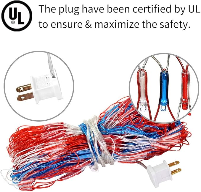 XTF2015 Led Flag Net Lights of The United States, Waterproof American Flag String Light for Christmas, Festival, Holiday, Independence Day, Memorial Day, Decoration, Garden, Yard, Indoor and Outdoor