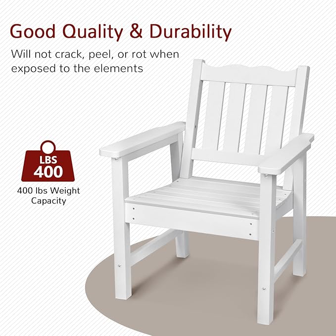 Stoog 3 Piece Patio Dining Sets, All-Weather Patio Chairs with Curved Backrest, Include 2 Garden Chairs and 1 Side Table, White