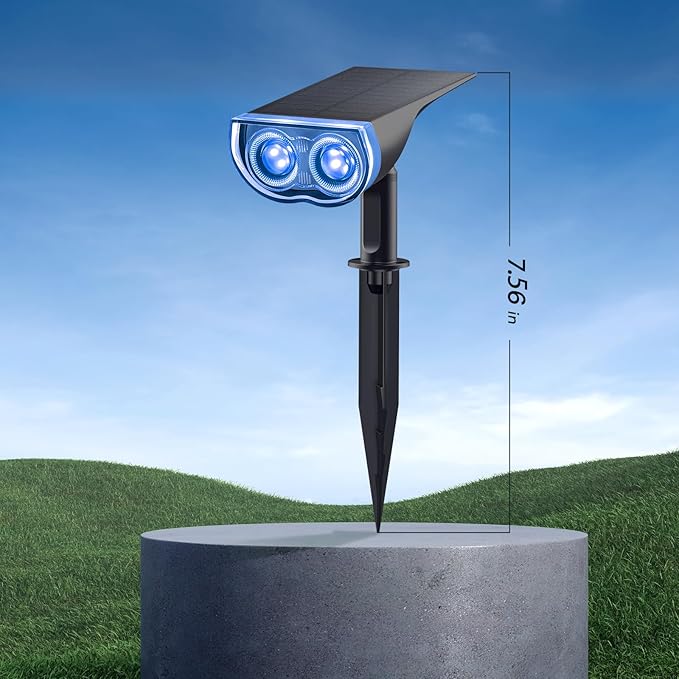 Consciot Solar Color Changing Outdoor Spotlights, 7 Lighting Modes Outside Solar Lights Waterproof IP67, Multicolor Christmas Decorations Landscape Lights for Pathway Patio Fence, Auto On/Off, 2 Pack