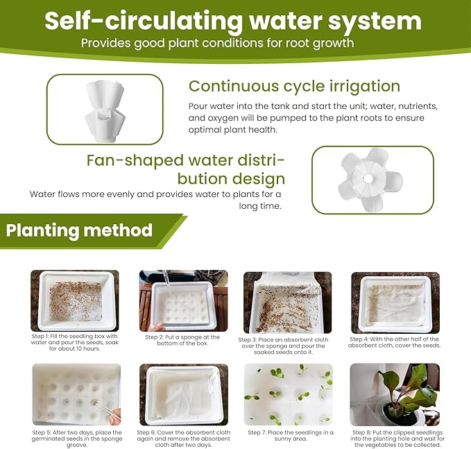 Hydroponic Tower Vertical Growing System for Seedlings, Aeroponic System with Pump, Vertical Farming Tower Indoor Plant Germination Kit (30pot)