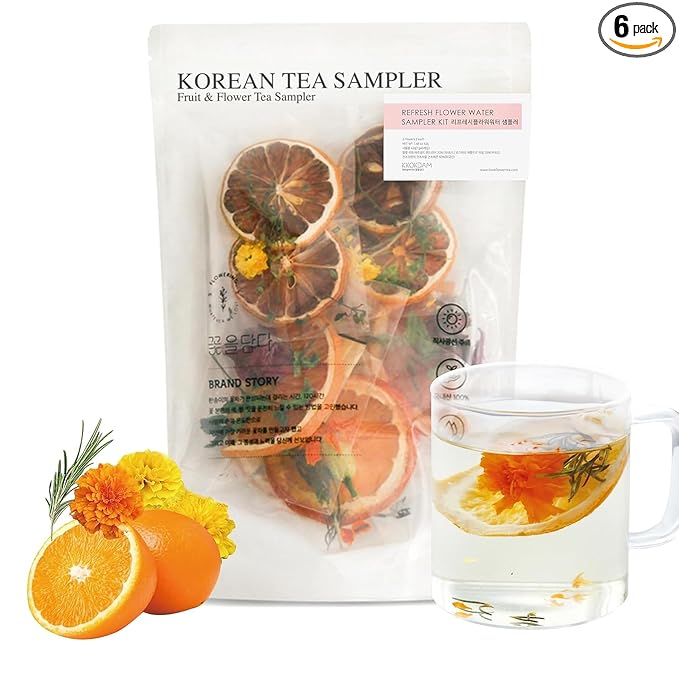KKOKDAM Fruit & Flower Tea Sampler - Loose Leaf Korean Tea - Fancy Gifts - Premium Loose Leaf Tea Sampler - Perfect as Unique Womens' Gift