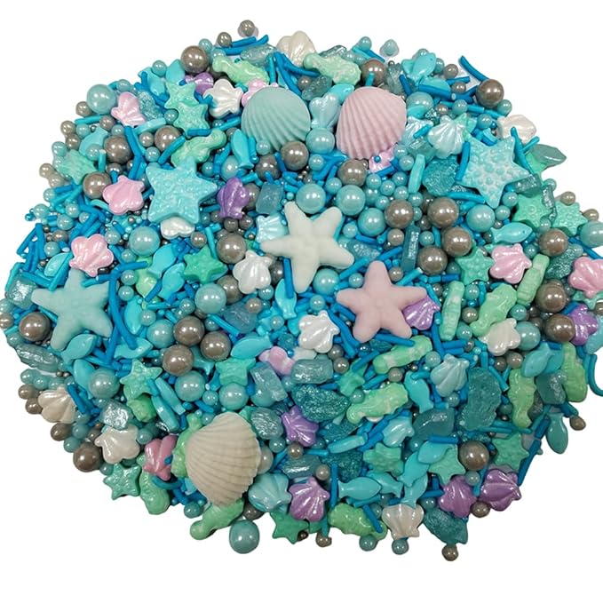 Homankit Ocean Sprinkles for Cake Decorating Edible Hippocampi Starfish Shell Fish Pearl Sugar Sprinkle for Baking Cake Cupcake Toppers Cookie Decorations Sea Theme Birthday Party Supplies