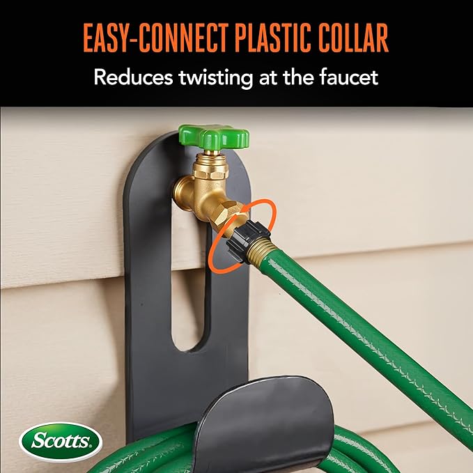 Scotts 50 ft. Light Duty Garden Hose – 5/8 in. Diameter, 3-Ply Construction, 200 PSI, High-Pressure, Easy-to-Coil Water Hose with Crush-Resistant Couplings, Easy to Connect for Lawn and Garden Use