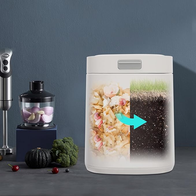 Electric Waste Kitchen Composter, 2.5L Foodcycler Eco-Friendly Electric Kitchen Compost,Three Working Modes Composting Machine for Apartment Countertop for Home (White)