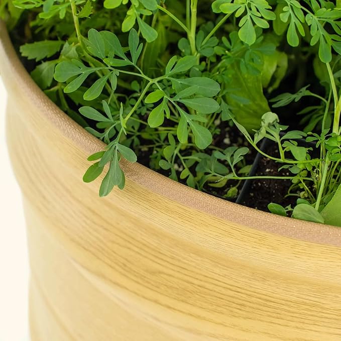 Vego garden 17" Tall 9 in 1 Novel Wooden-Look Metal Raised Garden Bed Kits Modular Planter Beds with 2 in 1 Wrench & Magnetic Plant Tags for Vegetables Flowers, Sunlit Oak