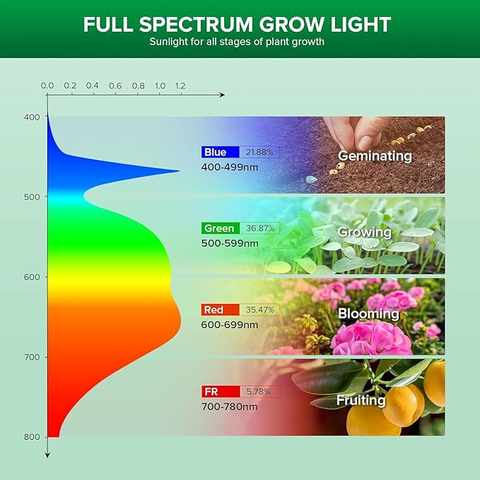 SANSI 24W Grow Light Bulb for Seeds and Greens, 300W Equivalent Full Spectrum LED Grow Bulb for Indoor Plants, Grow Lamp with Optical Lens for High PPFD, 4000K Daylight Plant Lights