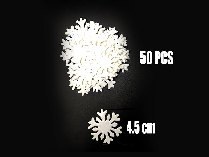 50pcs Edible White Snowflakes for Cake Decorating Cupcake Toppers for Christmas Winter frozen Theme Birthday Party Decorations