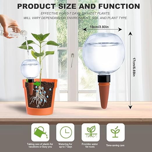 6 Pack Plant Watering Globes 17oz Self Watering Planter Insert Indoor/Outdoor Plant Watering Devices for Automatic Drip Irrigation