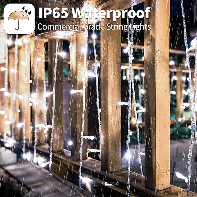 Upgraded Solar Curtain Lights Remote Control, Outdoor Garden Lights 300 LED 8 Modes Remote Control Waterproof Solar Waterfall Fairy String Lights Decoration for Patio Garden Party Wedding (Cool White)