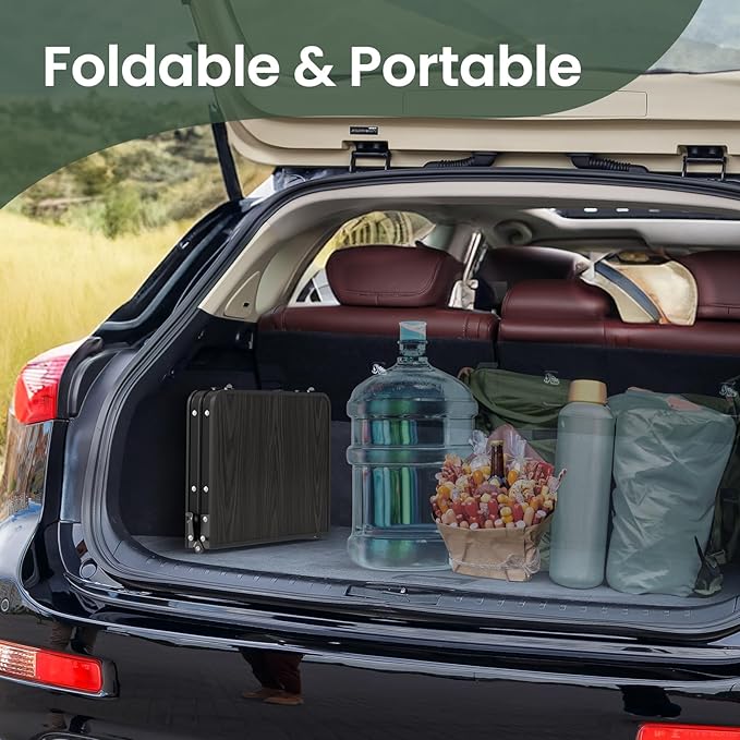 Titanker Folding Camping Table Small 2ft, Small Camp Table Portable with 50% Extra Space, Folding Picnic Set, Portable Beach Table, Car Camping Essentials, Aluminum Light & Solid