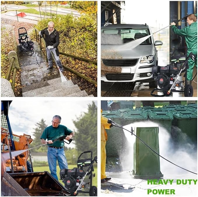 4200PSI Gas Pressure Washer, 4.0GPM Heavy Duty Power Washer with 212CC 7.0 HP, 5 Nozzles, 25ft Hose & 0.5Gal Soap Tank,for Cleaning Car Driveways Fence Furniture, EPA/CARB/ETL Compliant (Black)