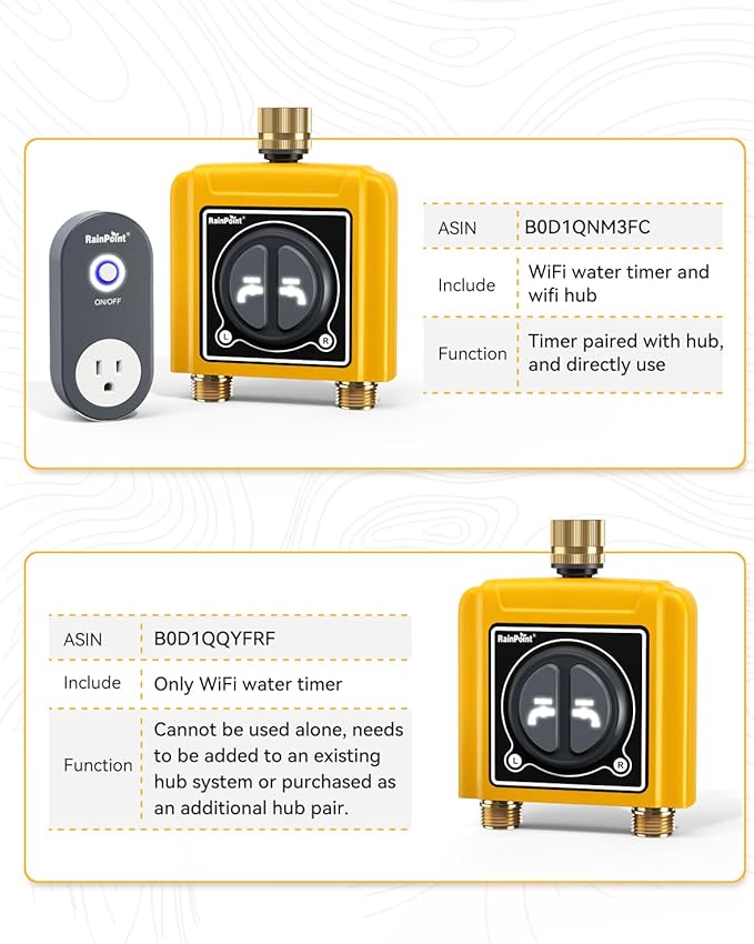 RAINPOINT WiFi Water Timer with Brass Inlet & Outlet.Only WiFi Sprinkler Timer, No WiFi Hub.Must Use with 2.4Ghz WiFi and TWG004WRF WiFi Hub (Lot Number After 202108)