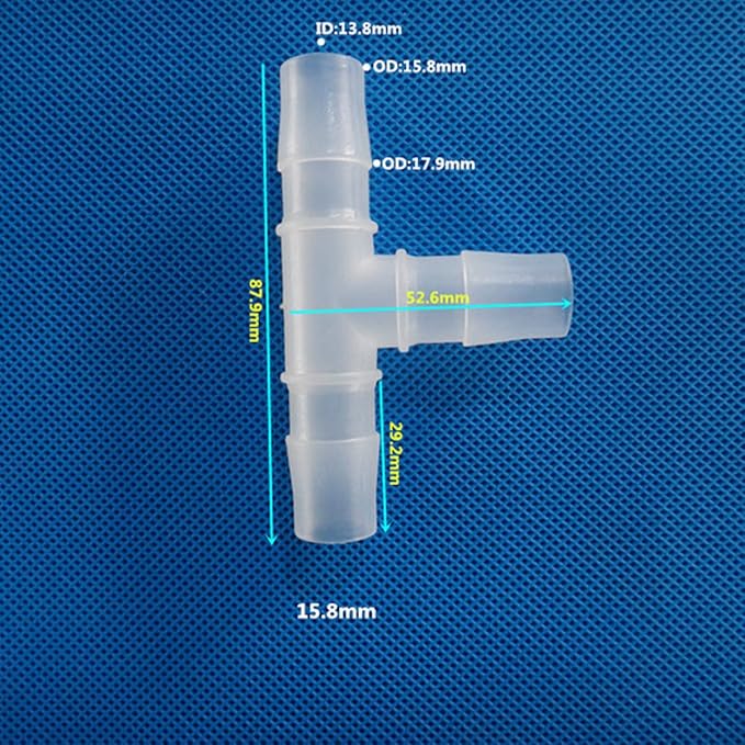 Unifizz T - Piece Hose Equal Paths Tube Accessories,15.8mm Equal Paths Plastic Hose Tube Connector For Cooling Watering Irrigation, Transparent, 10Pcs