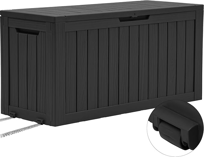 YITAHOME 72 Gallon Outdoor Resin Deck Box with Wheels, Pool Storage Box for Outdoor Cushions, Sports Equipment, Garden Tools, Black