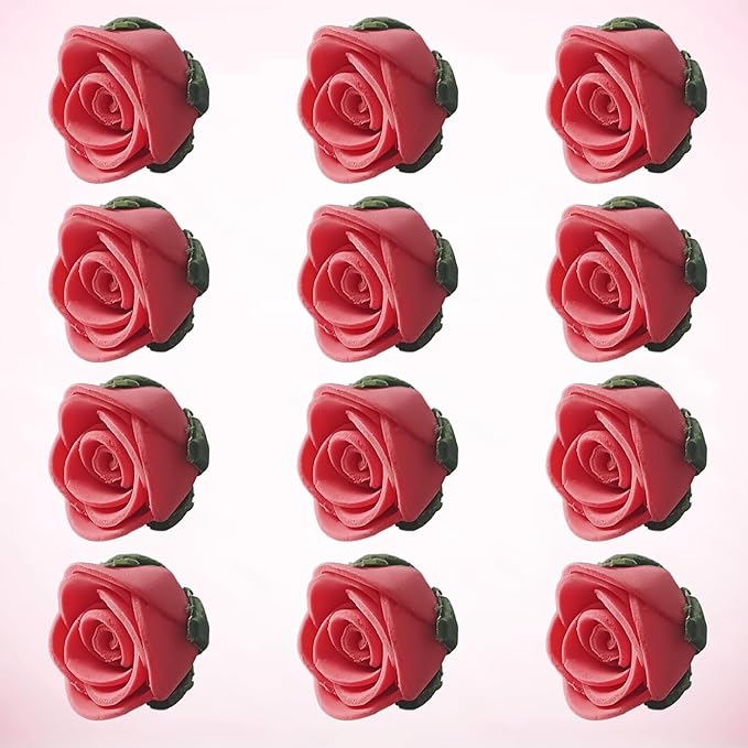 Confect Edible Flower | Edible Old Rose Flower for cake decorations | Edible Flower Cupcake Toppers | Cupcakes & Doughnut Edible Toppers | Flamingo Old Rose Sugar Flower- Pack of 12