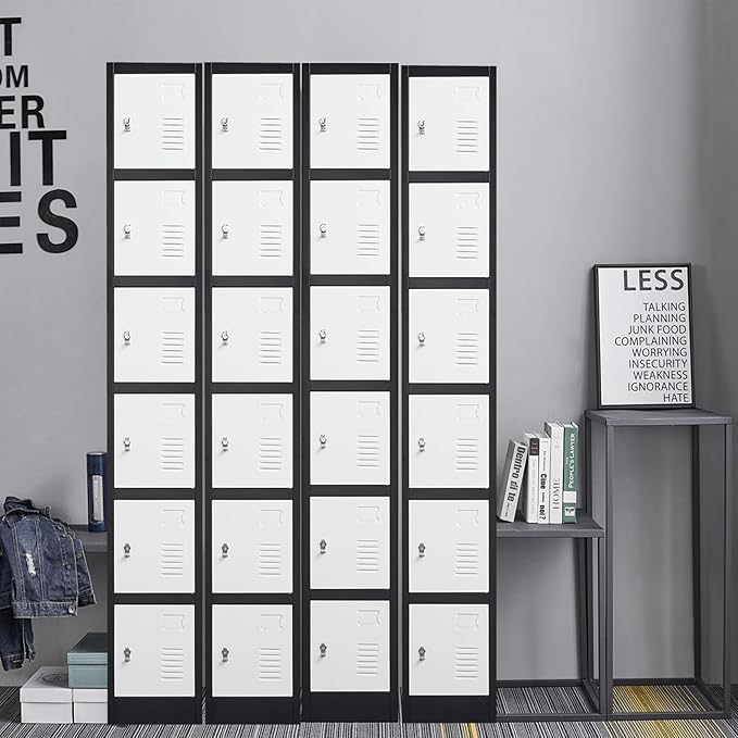 71" Heavy-Duty Steel Locker Cabinet (6-Door 6-Tier) - Secure Storage for School Lockers, Office Employee, Gym & Home Organization - Industrial Metal Lockers