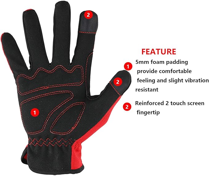 DULFINE High Performance Work Gloves For Men(3 Pairs Pack), High Dexterity Touch Screen For Multipurpose,Excellent Grip (Extra Large)