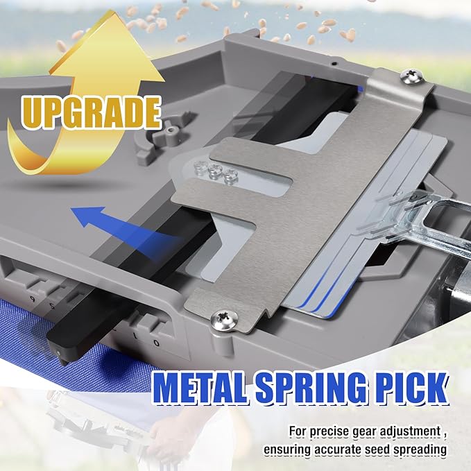 Zipcase 25lb Bag Seed Spreader with Waterproof Bag, Rare Baffle and Accurate Gears, Handheld Grass Seed Spreaders for Lawns, Blue