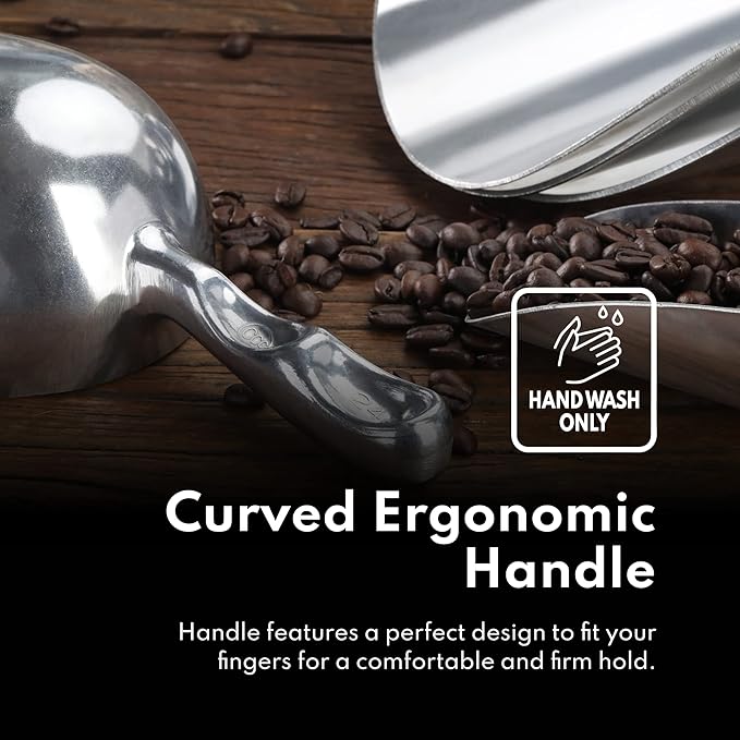 New Star Foodservice 34547 One-Piece Cast Aluminum Round Bottom Bar Ice Flour Utility Scoop, 24 -Ounce, Silver (Hand Wash Only)