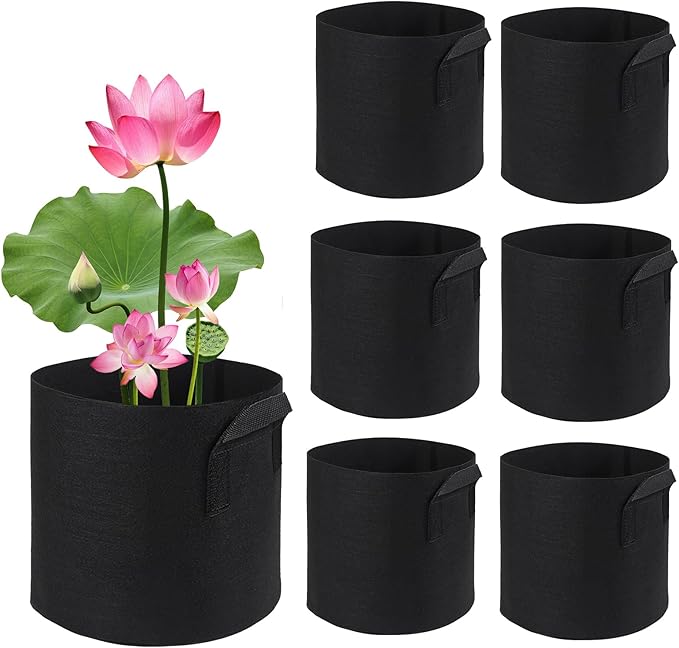 6Pcs Lily Plant Pots for Pond, Aquatic Pond Planter for Pond Durable Breathe Reusable Fabric Plant Bags for Aquatic Plants, Potato, Carrot, Onion, Flower (2 Gallon)