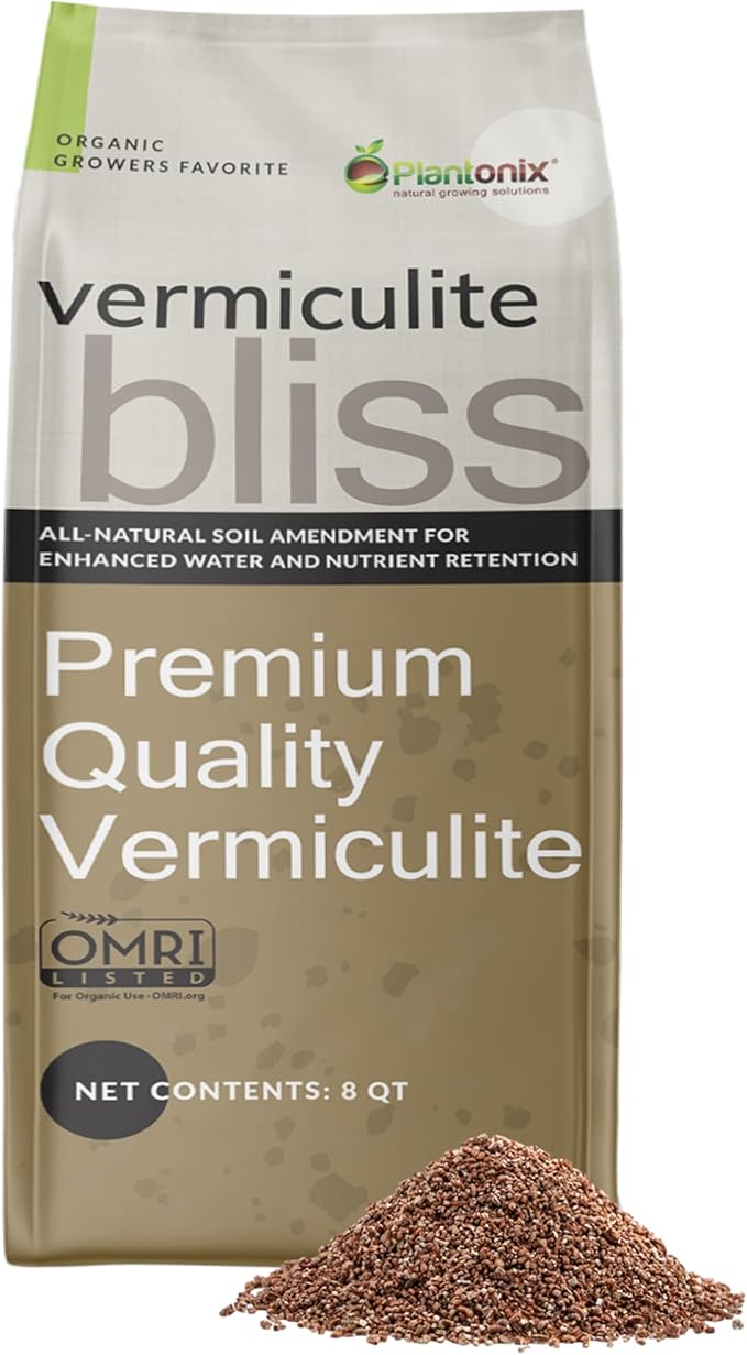 Vermiculite Bliss (8 Qts) - Organic Vermiculite for Gardening - Fine Grade Vermiculite for Plants - Coarse Vermiculite Soil Amendment - Bulk Vermiculite for Garden Soil, Perlite, & Seed Starting