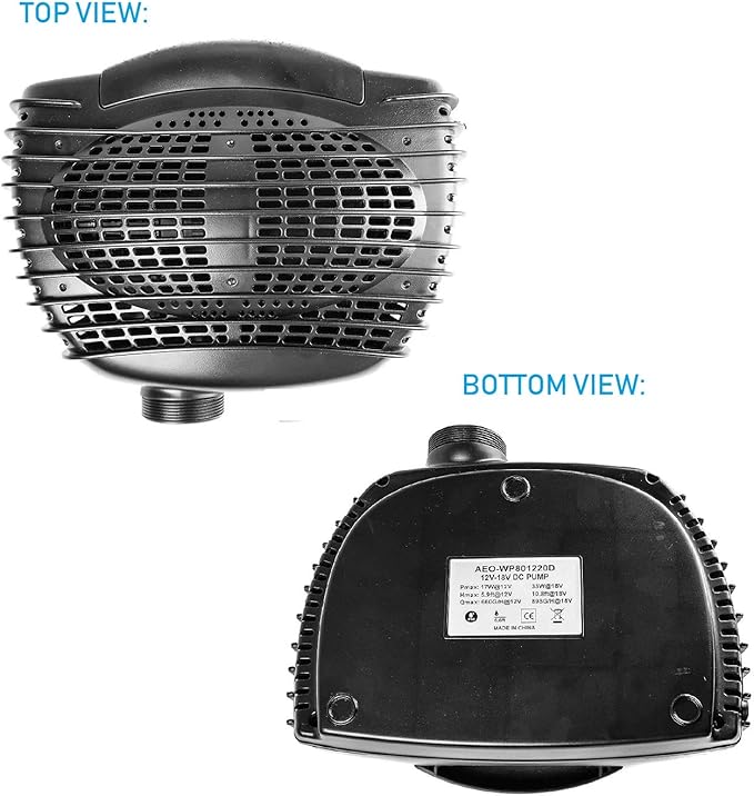 12V-18V DC Brushless Submersible Water Pump 898 GPH for Solar Fountain Koi Pond and Waterfall