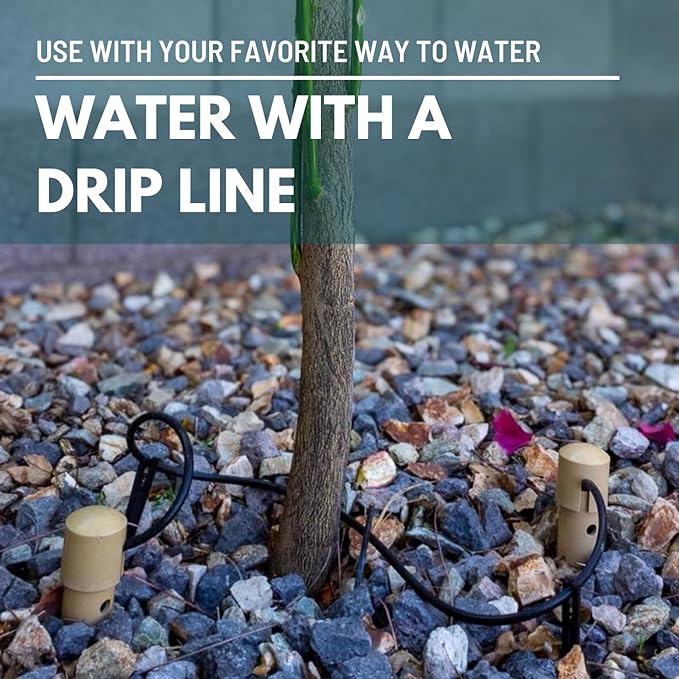 DEEP DRIP 24-inch Tree Watering Stake (3 Pack, Tan) | UV-Protected ABS Plastic Deep Root Irrigation Spike for Fruit, Flowering, Nut Trees